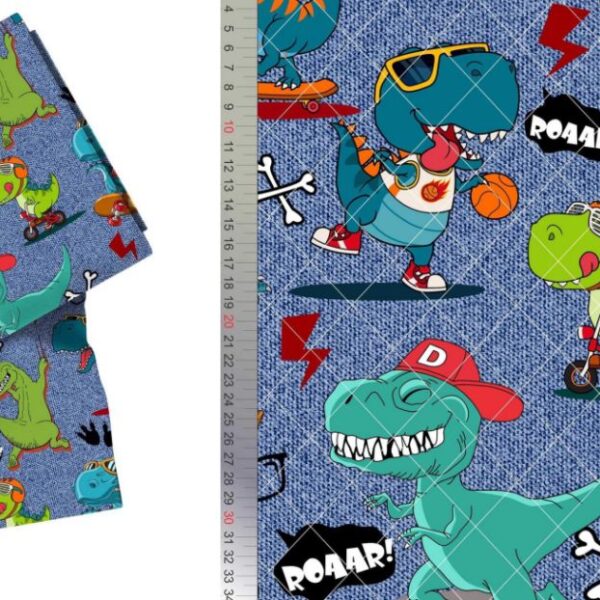 Prevešanka z vzorcem VESELIH DINOZAVROV-meter na meter