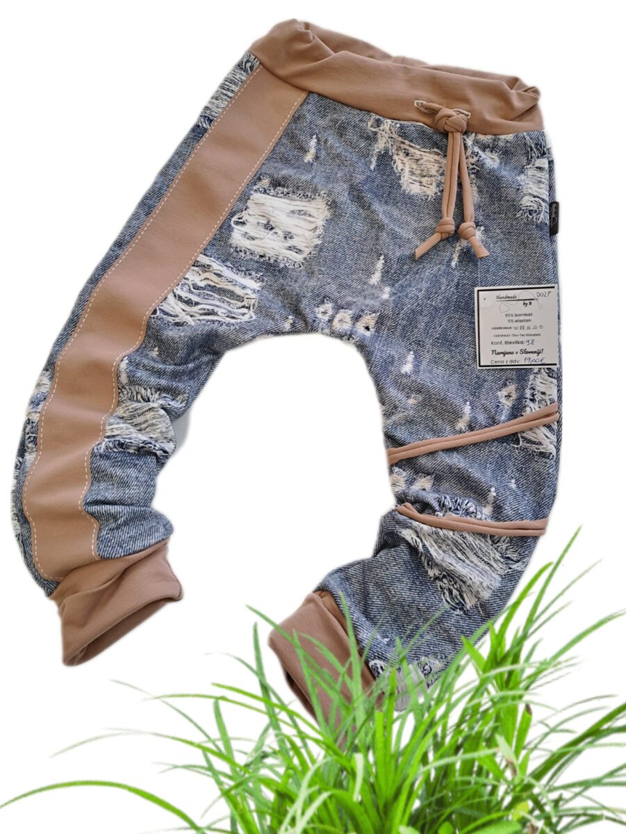 Baggy hlačke IMITACIJA JEANSA za fante in punce-meter na meter