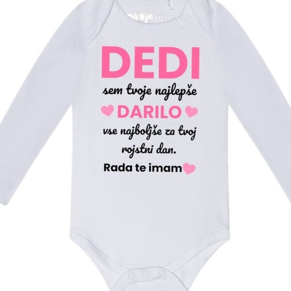 Body-ji z VOŠČILOM ZA rojstni dan DEDKU-meter na meter