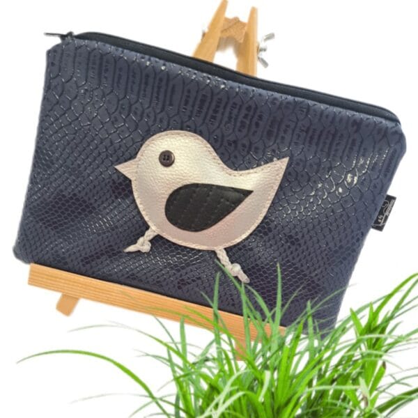 Toaletka / večja torbica TEMNO MODRA S PTIČKOM-meter na meter