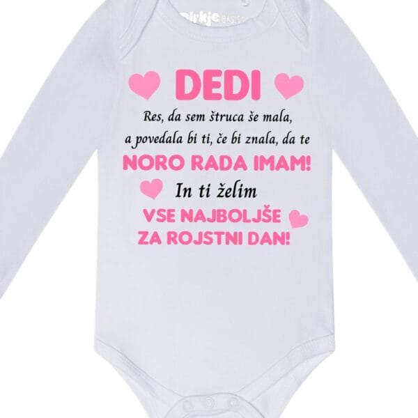 Body-ji z VOŠČILOM ZA rojstni dan DEDKU-meter na meter