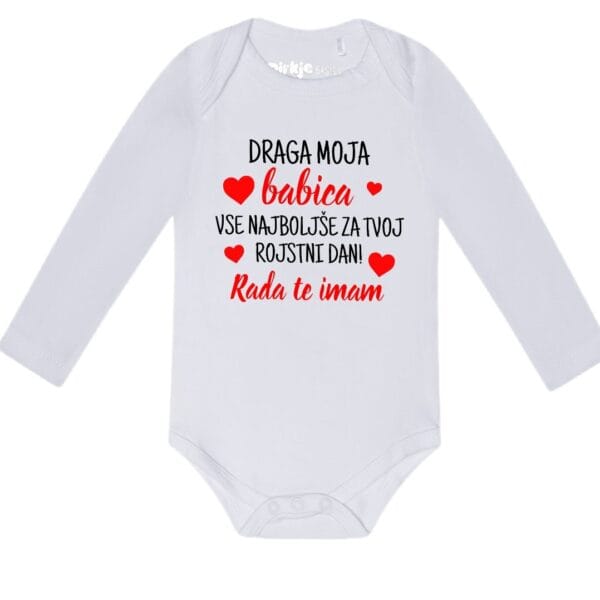 Body-ji z VOŠČILOM ZA rojstni dan BABICI-meter na meter