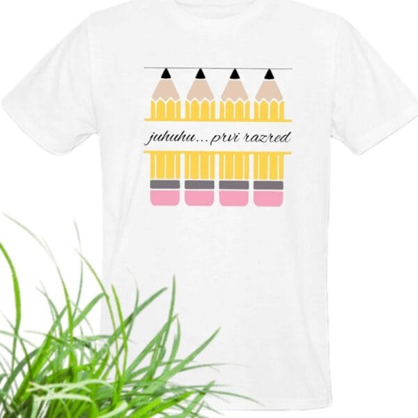 Majica s tiskom JUHUHU...PRVI RAZRED-meter na meter