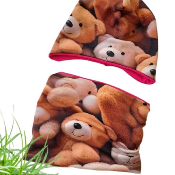 Kompletek s kapo in cevko RJAVI MEDVEDKI-meter na meter