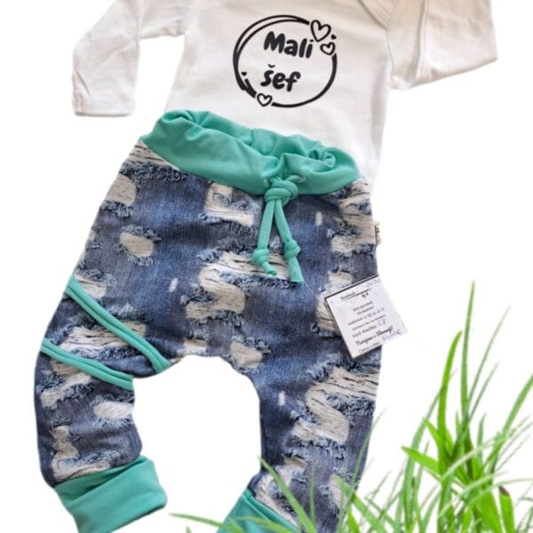 Kompletek baggy hlače in body MALI ŠEF-meter na meter