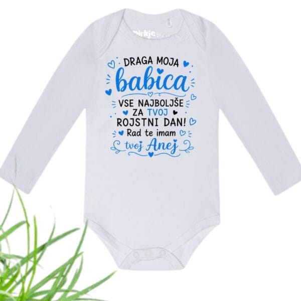 Body-ji z VOŠČILOM ZA rojstni dan BABICI-meter na meter