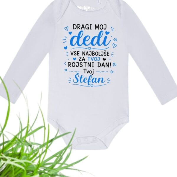 Body-ji z VOŠČILOM ZA rojstni dan DEDIJU-meter na meter